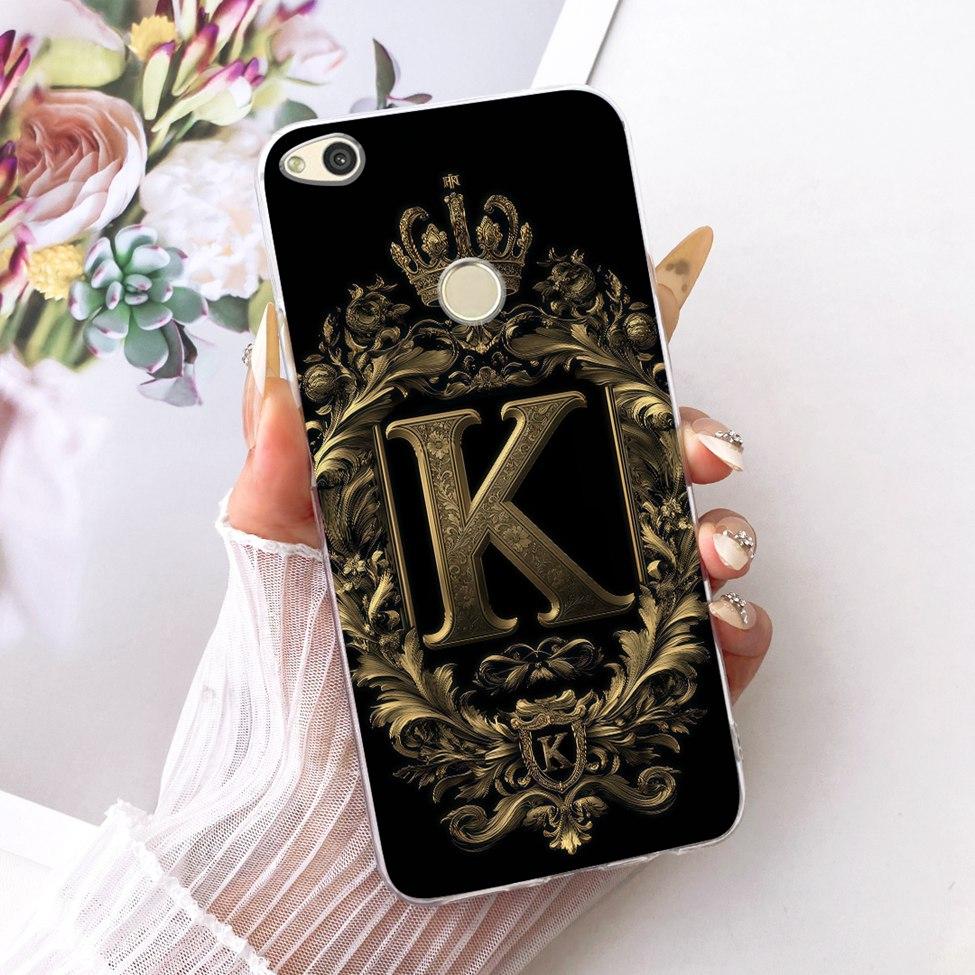 Clear For Huawei P8 Lite 2017 Case Luxury Crown Fashion A-Z Letters 2D Flat Pattern Soft Casing For Huawei PRA-LA1 PRA-LX1 Cover