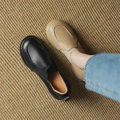 Мода НОВЫЕ Весна Осень Овечья Кожа Женская Обувь Мода Круглый Носок Обувь на Платформе для Женщин Лофер Женские Туфли на Высоком Каблуке Zaptos Mujer