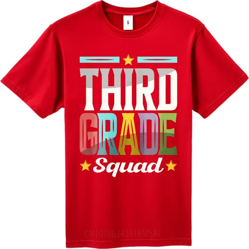 Plus Size Summer Boys tshirt Third Grade Squad With Colorful Letters And Stars Short Sleeve Soft Crew Neck Tee Shirt