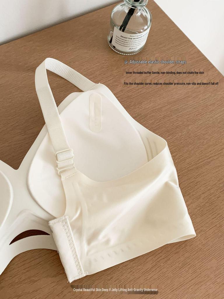 Желейный Мягкий Бесшовный Тонкий Бюстгальтер из Ледяного Шелка для Женщин - Поддержка Маленькой Груди, Предотвращение Провисания, Без Косточек, Собирающий Стиль