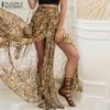 Womens Summer Casual Leopard Print Loose Holiday Long Skirts