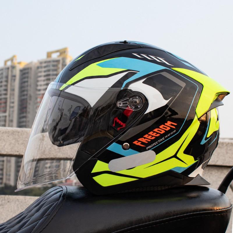3/4 Open Face Motorcycle Helmet Men Women Scooter Cruiser Riding Safety Gear