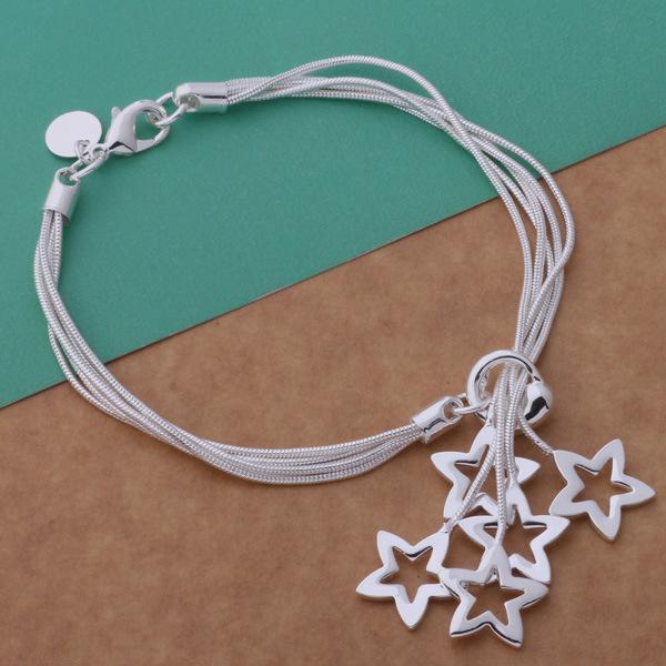 Посеребренный комплект ожерелья S925 серебряные серьги браслет комплект очаровательная кисточка модные украшения с покрытием S925 серебряный браслет с звездами неба комплект ожерелья серьги