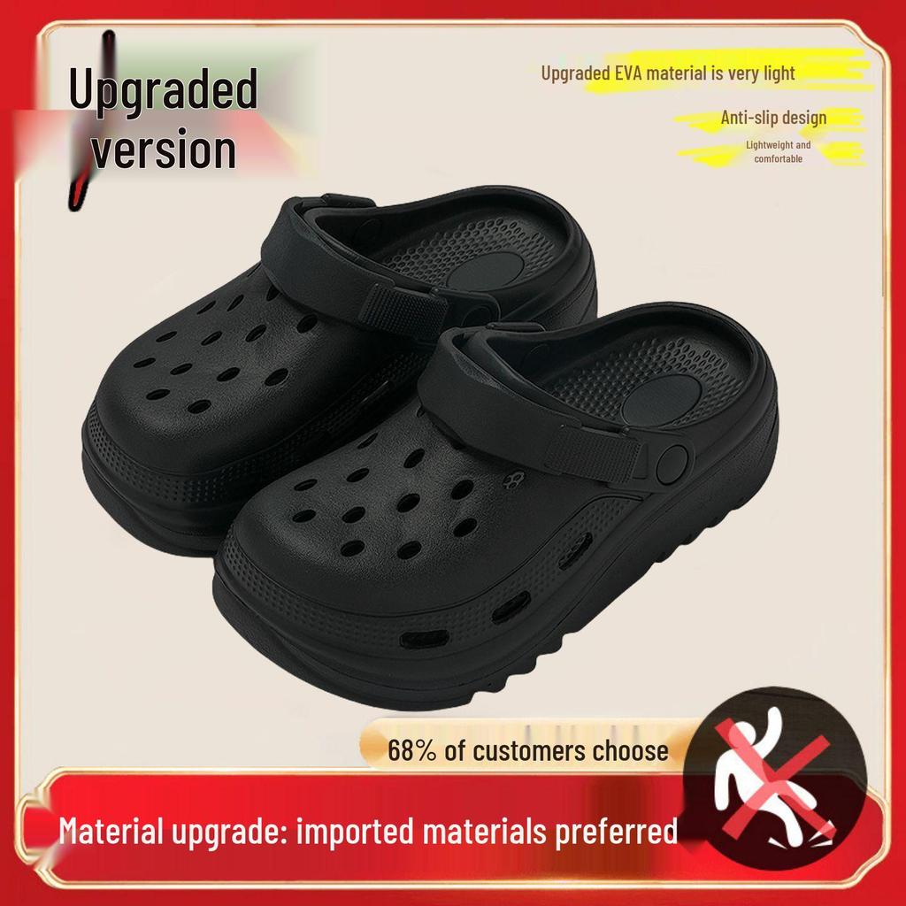 Женские летние пляжные шлепанцы с толстой подошвой, с дырочками и закрытым носком для улицы, 2025