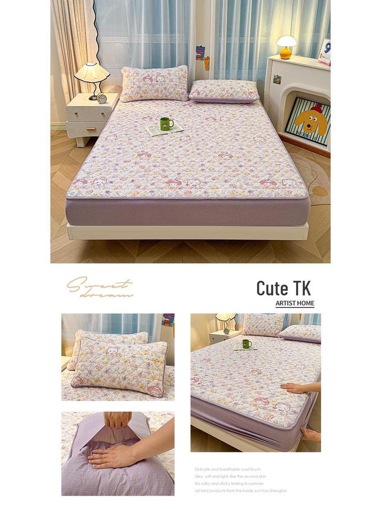 Ретро Стеганый Хлопковый Подогнанный Комплект Постельного Белья - 3 Предмета Издание 2025