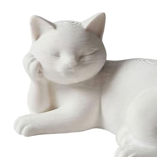3D-печатная статуэтка кошки, Маленькая фигурка кошки, закрывающей мордочку, Милая скульптура животного для декора офисного стола, Подарки для любителей кошек
