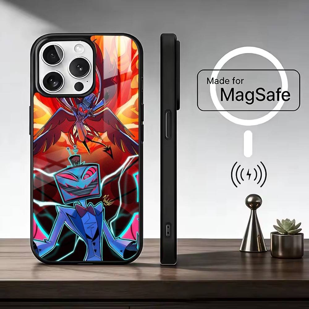 C-Мультфильм h-Hazbin Vox H-Отель Чехол для телефона Для iPhone17,16,15,14,13,12,11 Plus,Pro Max Магнитный Для Magsafe Беспроводная зарядка