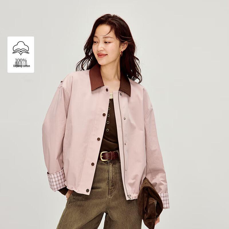 INMAN Women's Retro Lapel Plaid Sleeve Jacket