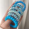 Hair Ties Spring Telephone Cord Color Hair Ties Set of 6 Blue