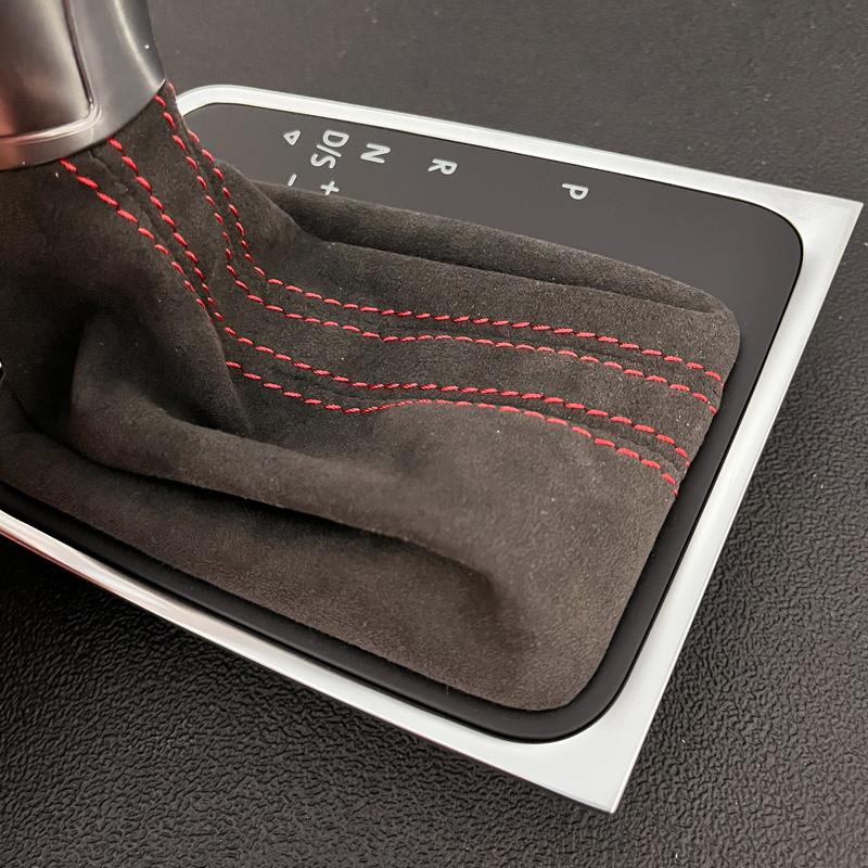Ручка переключения передач DSG из натуральной кожи с красной строчкой для Golf 7