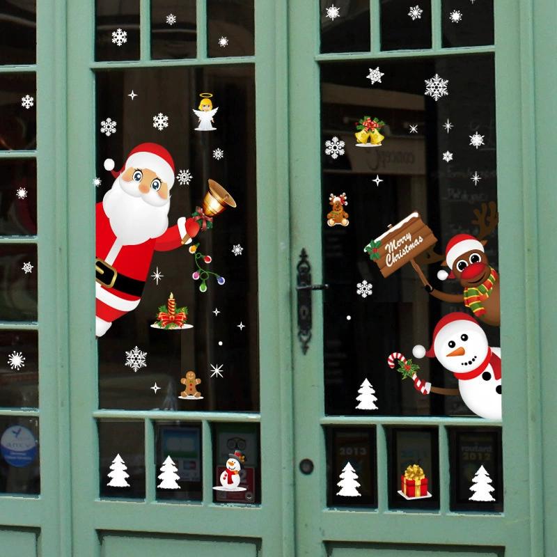 Christmas Window Sticker Merry Christmas Decorations For Home 2025 Cristmas Ornament Xmas Navidad Natal Gifts New Year 2025