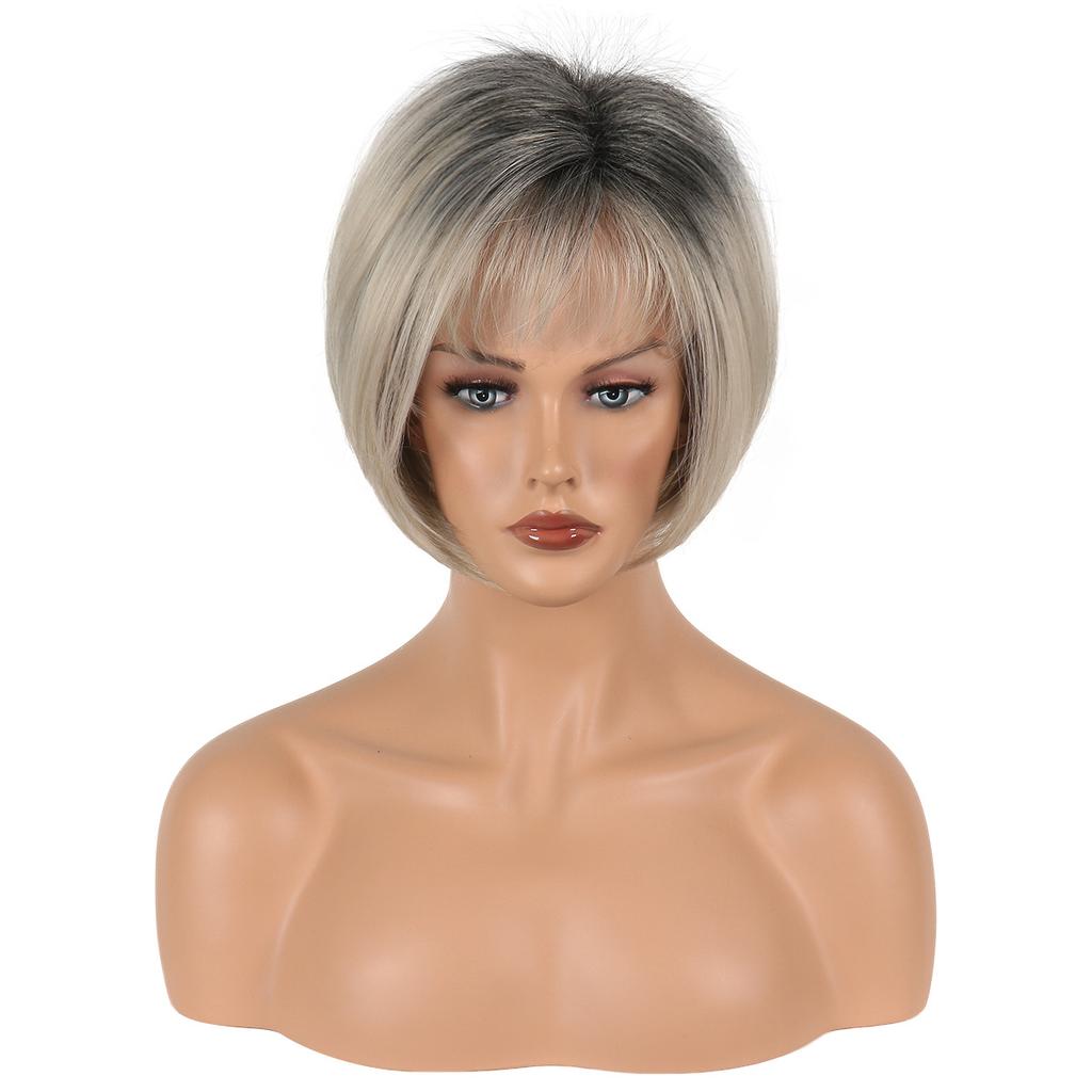 Европейский и американский стиль женская мода повседневное использование естественный вид короткий прямой градиент блонд боб парик