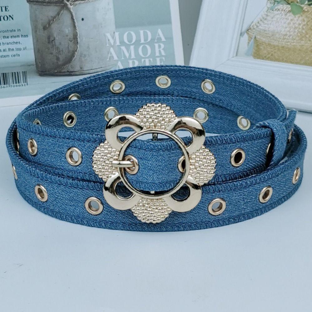 Metal Buckle Denim Waist Belt Hollow Flower Design Fashion Belt Fashion Waistband Belt For Women