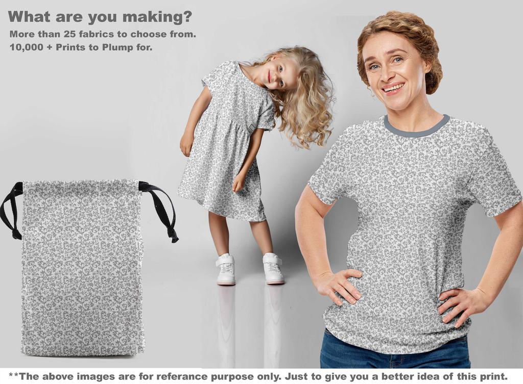 oneOone Cotton Flex Gray Fabric Leaves Craft Projects Decor Fabric Printed By The Yard 40 Inch