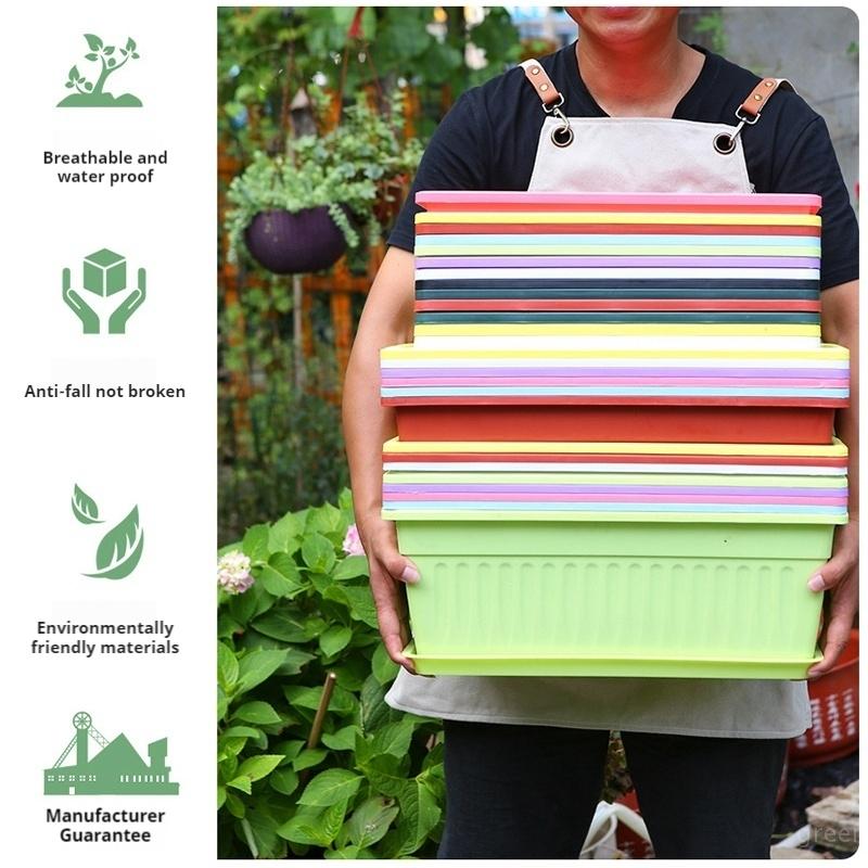 Прямоугольный длинный цветочный горшок Пластиковые утолщенные кашпо для двора, балкона, посадки овощей, садоводства, горшок для растений оптом