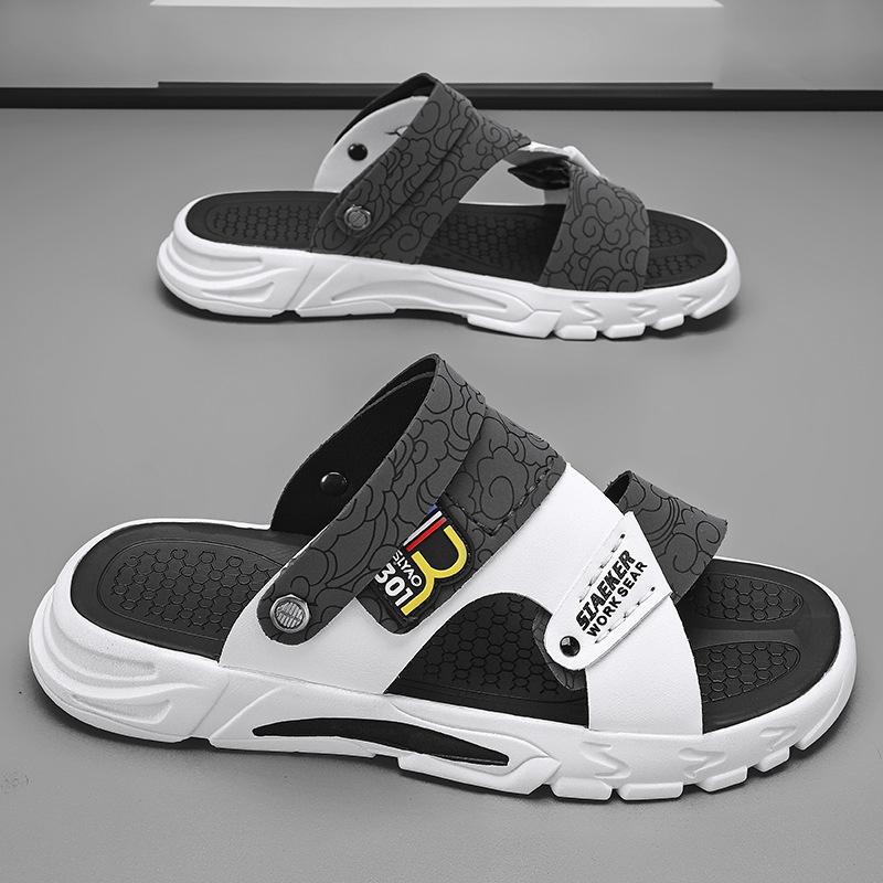 Мужская обувь сандалии тапочки двойного назначения 2024 новые летние крутые пляжные туфли повседневные универсальные с открытым носком крутые тапочки популярные