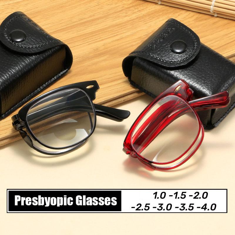 Men Women Portable Foldable Reading Glasses Vintage Anti Blue Light Ultra Light Far Sight Eyewear