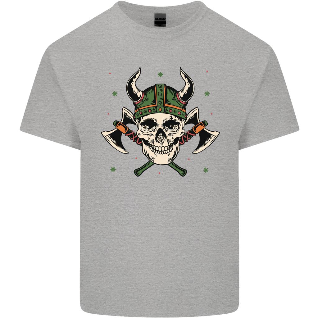 Viking Skull With Axes and Helmet Unisexs Light Cotton TShirt