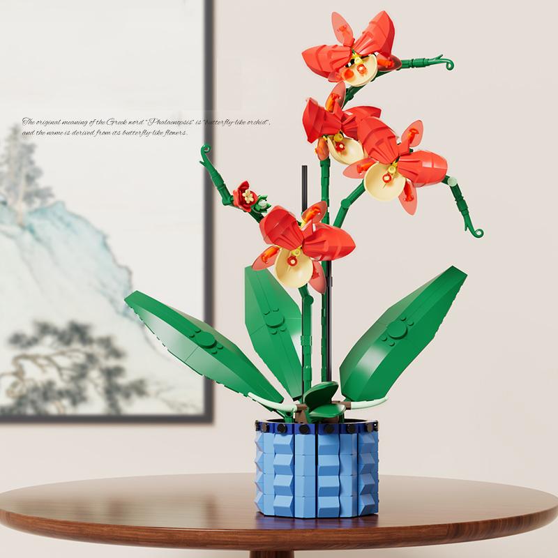 Креативные цветы Букет Орхидея Бонсай Строительные блоки Набор Горшечные растения Модель Домашнее украшение Игрушка для детей Подарки