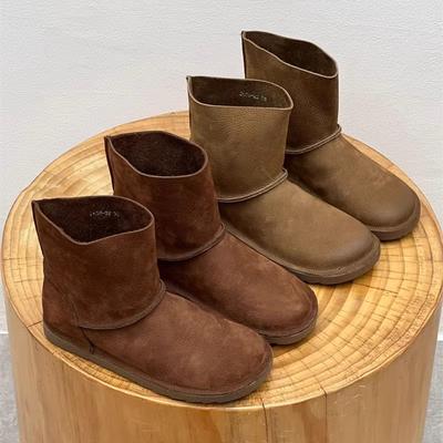 Модные женские туфли GKTINOO из натуральной кожи с круглым носком, ручной работы, ботинки из коровьей кожи, удобные, на плоской подошве, повседневные ботильоны в лесном стиле