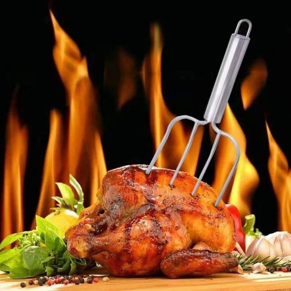 Four Needle Steak Fork Stainless Steel Turkey Lifting Forks BBQ Utensils BBQ Grill Fork BBQ Tool