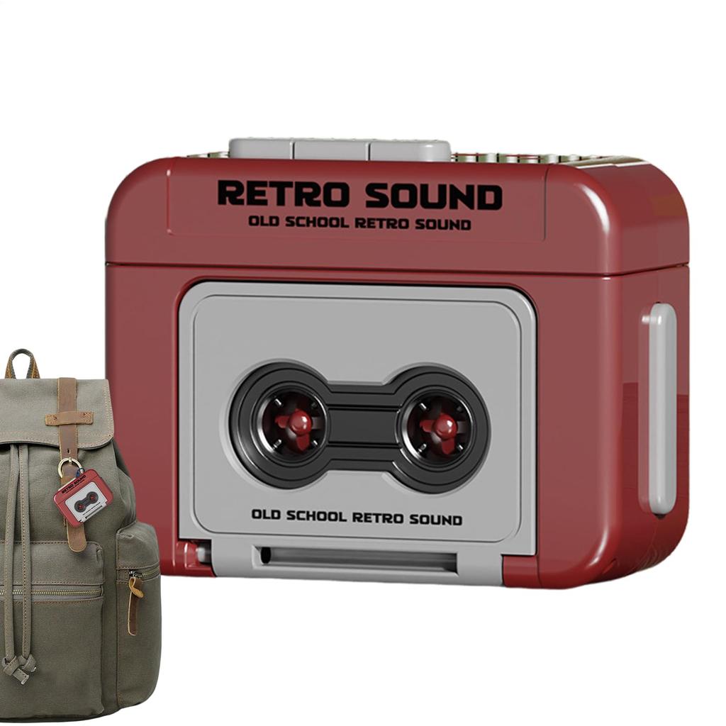 Ретро дизайн кассетного магнитофона Мини брелок с функцией записи: Портативный винтажный держатель для ключей |