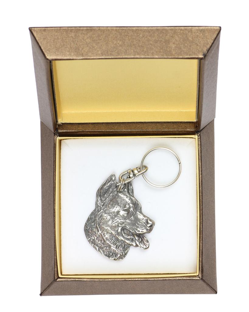 Berger de Beauce, Beauceron - Silver-plated pendant with a dog in a decorative box, handbag decoration, backpack pendant by Art-Dog brand