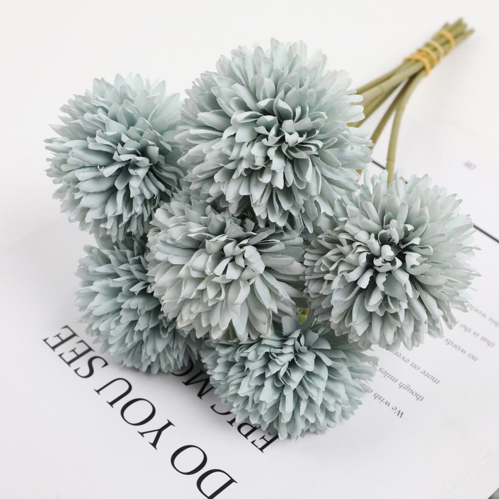 6 Artificial Dandelion And Chrysanthemum Ball Bouquets - Perfect for Home, Office, Coffee Shop, Garden Party, Wedding Decoration