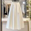 Women Simple High Waist Big Swing Pleated Skirt Temperament Long Skirts Fashion A Line Skirts