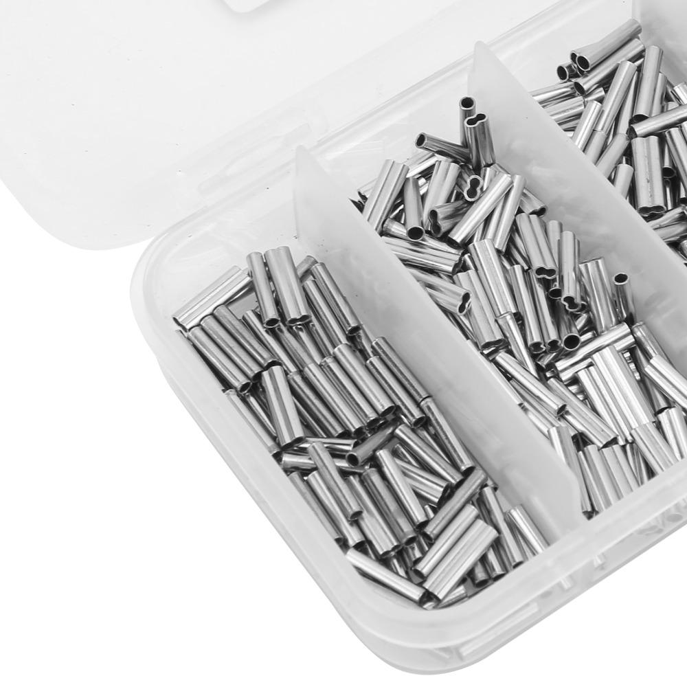 500PCS Single Double Barrel Fishing Line Crimping Sleeves Fishing Crimp Sleeve Kit for Fishing Line