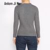 Anlom Women's Mulberry Silk Blend Long Sleeve Knit Top