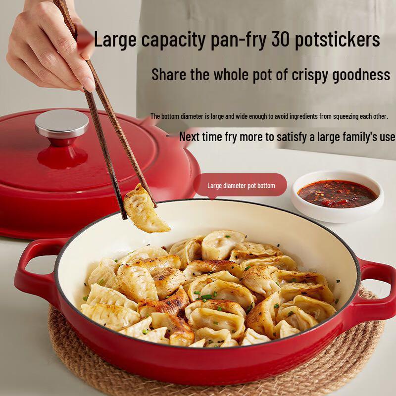 Qingwei Wine Red Enamel Cast Iron Stew Pot