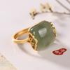 Vintage Ethnic Style Auspicious Clouds Imitation Jade Adjustable Rings Women Chinese Style Temperament Simple Elegant Ring Gift