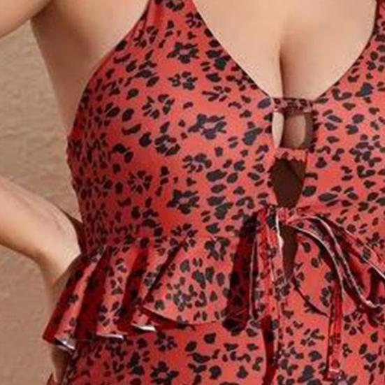 Front Lace-up Side Ruched Adjustable Back Straps Maternity Monokini Sexy Ruffle