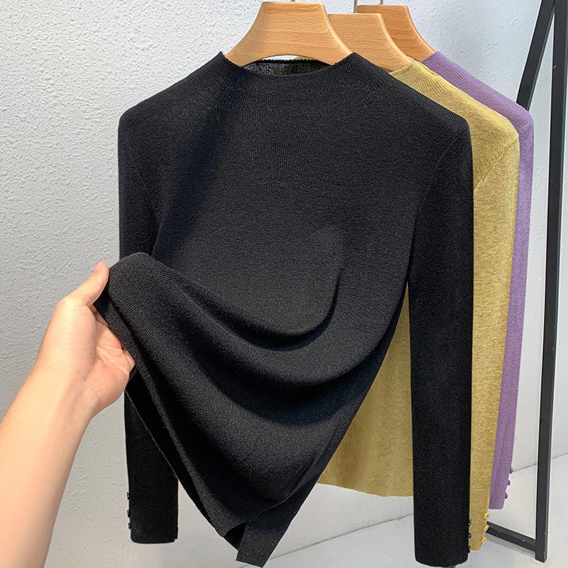 Knitted Bottoming Shirt, New Women's Temperament Semi-turtleneck Pullover, Warm Inner Waist Top
