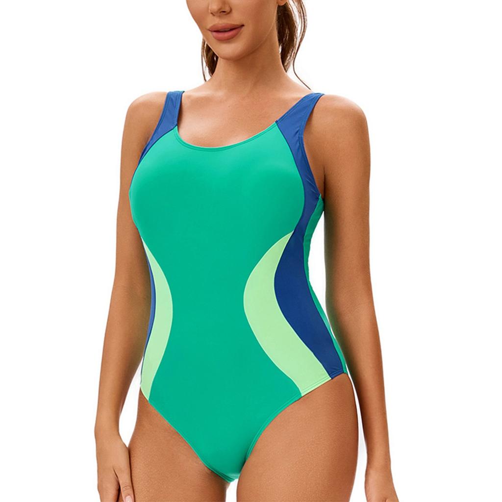 Женский консервативный цельный купальник без рукавов с открытой спиной, сочетающийся по цвету, с подкладкой для груди