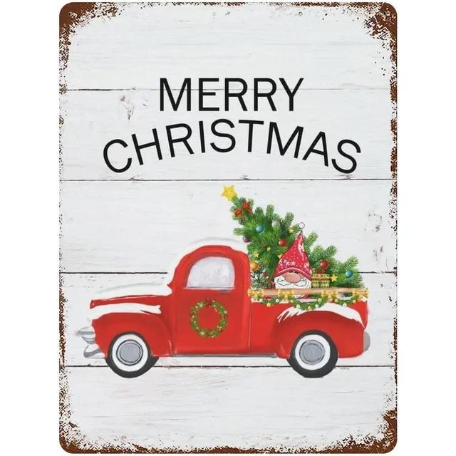 Vintage Merry Christmas Metal Tin Sign Rustic Wall Art Plaque for Home Cafe Garden Bar Club Man Cave Perfect Holiday Decor