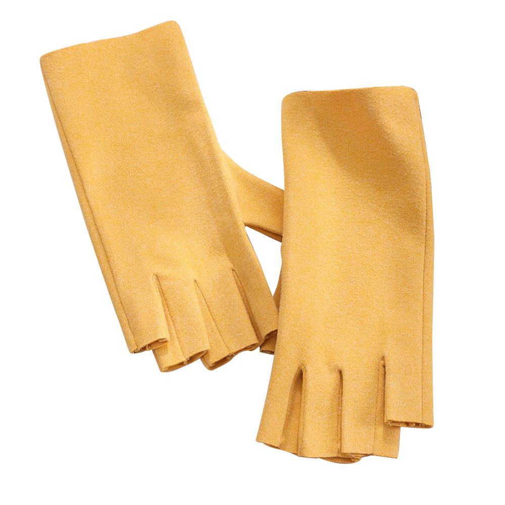 Warm Half Finger Gloves In Autumn and Winter Cold Proof Dew Finger Touch Screen Cute Student Women's Keyboard Five Finger German Velvet Gloves