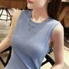 Summer Sleeveless Round Neck Casual Tank Tops Women Fashion Slim Fit Solid Base Pullover Tanks Women Camis Simple Office Lady Vest 26230