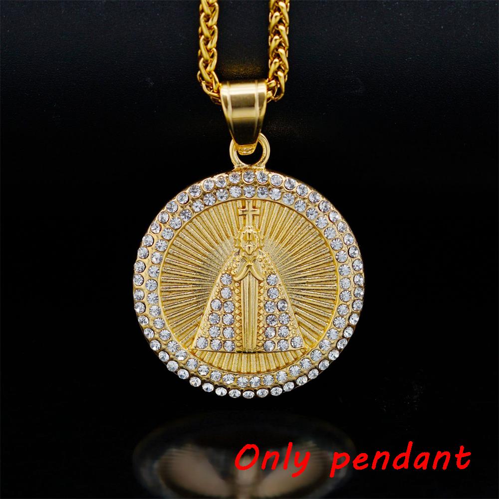 Round Cross Stainless Steel Choker Necklace for Man Gold Color Men's Chain Necklace Jewelry Corrente Masculina
