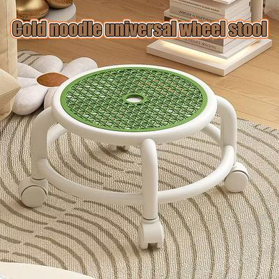 Вращающийся Роликовый Стул Круглый Низкий Маленький Серый Универсальное Колесо Дети Взрослые Большая Грузоподъемность Практичное Хранение