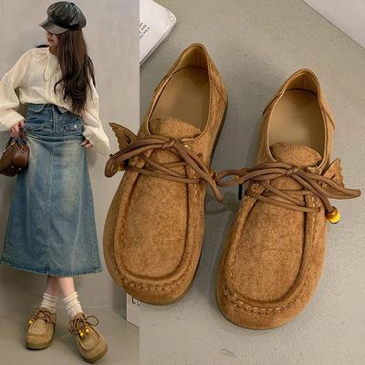 Модная обувь-кенгуру женская осенняя новая ретро универсальная ленивая обувь-лоферы с мелким вырезом на одном педале