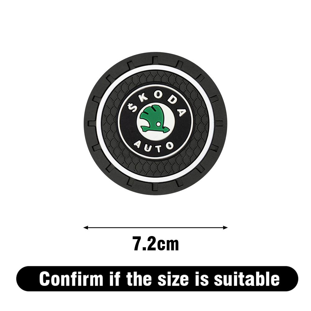 WFDZ5 1/2pc Car Badge Water Cup Holder Anti-slip Pad Mat Bottle Slot Coaster For Skoda Rapid Fabia 1 2 Octavia A7 Yeti Superb Roomster
