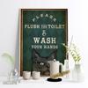 Interesting Toilet Logo Printing Poster Modern Toilet Oil Painting Wall Decal Cat Lover Gift Creative Toilet Wall Decoration