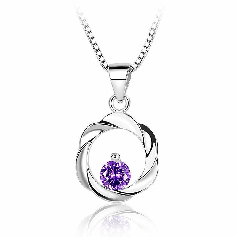 Elegant Twisted Circle Pendant Necklace for Women Shiny Cubic Zirconia Crystal Pendant Jewelry Gift Fashion Necklace for Her Birthday Mother's Day