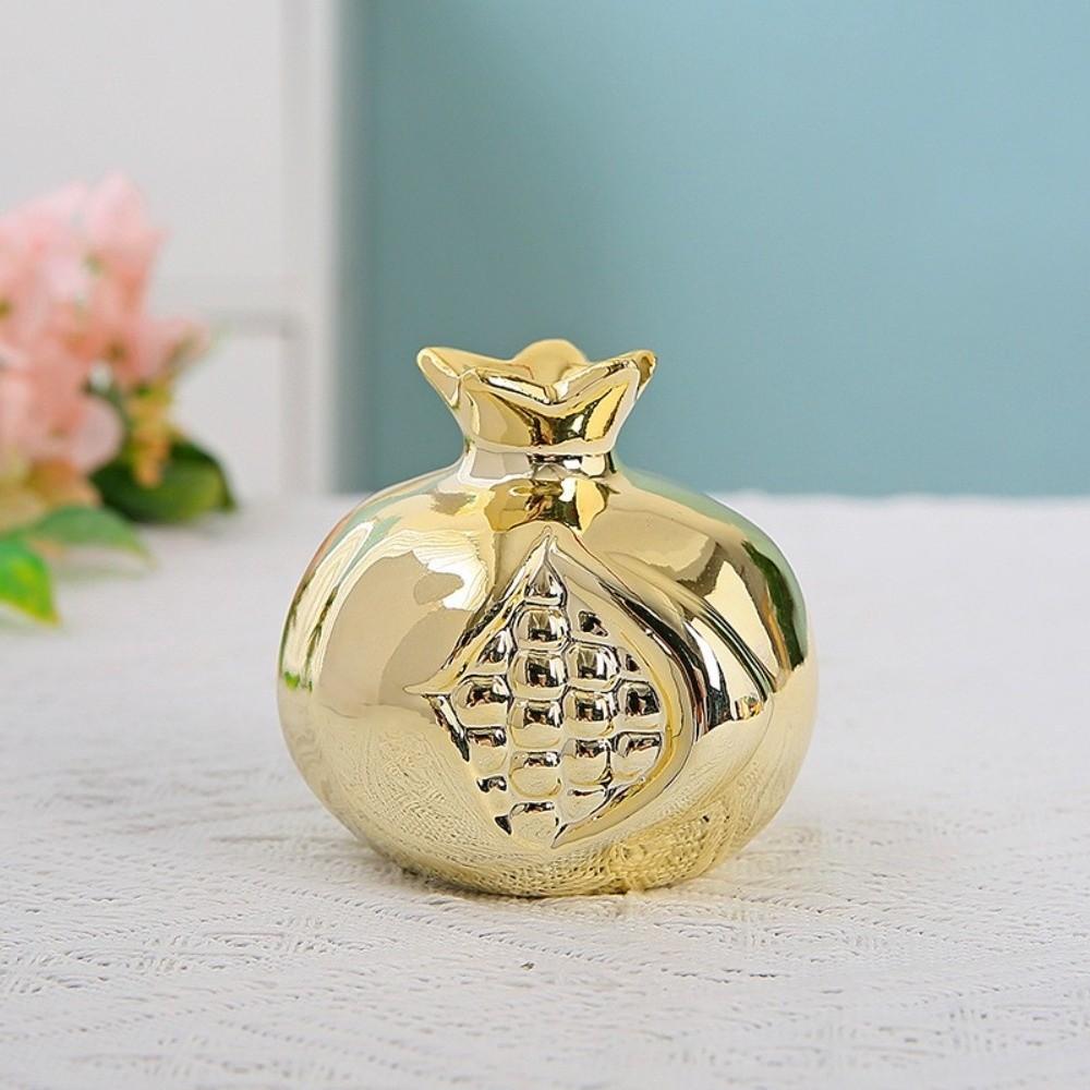 Gold Pomegranate Sculpture Ceramic Tabletop Art Decoration For Home Decoration