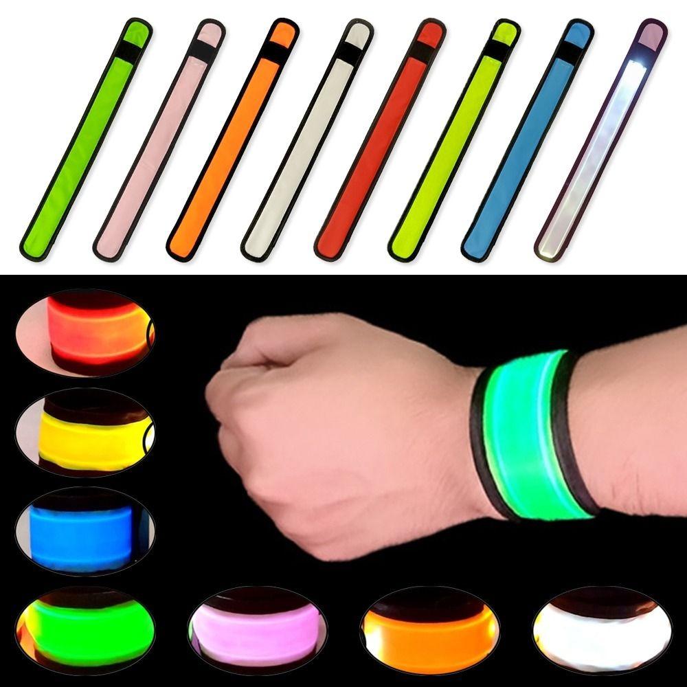 Snap Slap Design Slap Bracelet Polyester Glow Wristband Adjustable Fit LED Armband Party Cheer