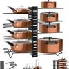 Pot Rack Organizer Pan Rack Holder Stand Organiser with 8 Dividers Storage Rack Adjustable Detachable Pot Lid Organizer Rack with 3 DIY Methods