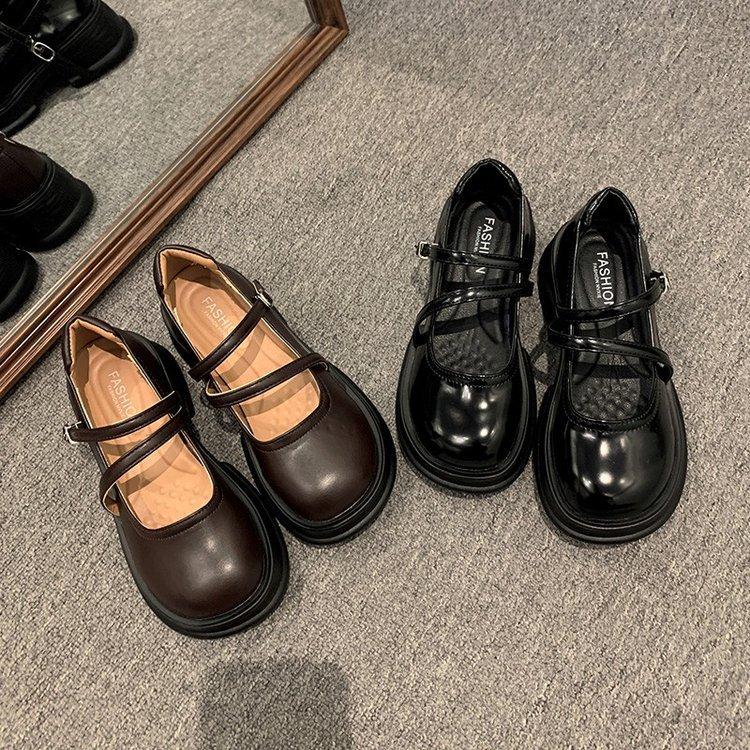 Модные и удобные женские мокасины с круглым носком Black Hundred с толстой подошвой. Женские летние туфли в стиле ретро в стиле Мэри Джейн.