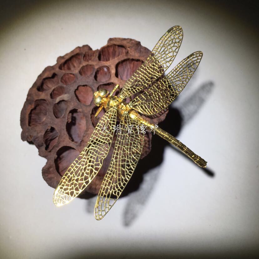 Delicate And Lovely Dragonfly Make Old Bronze Figurines Imitating Antique